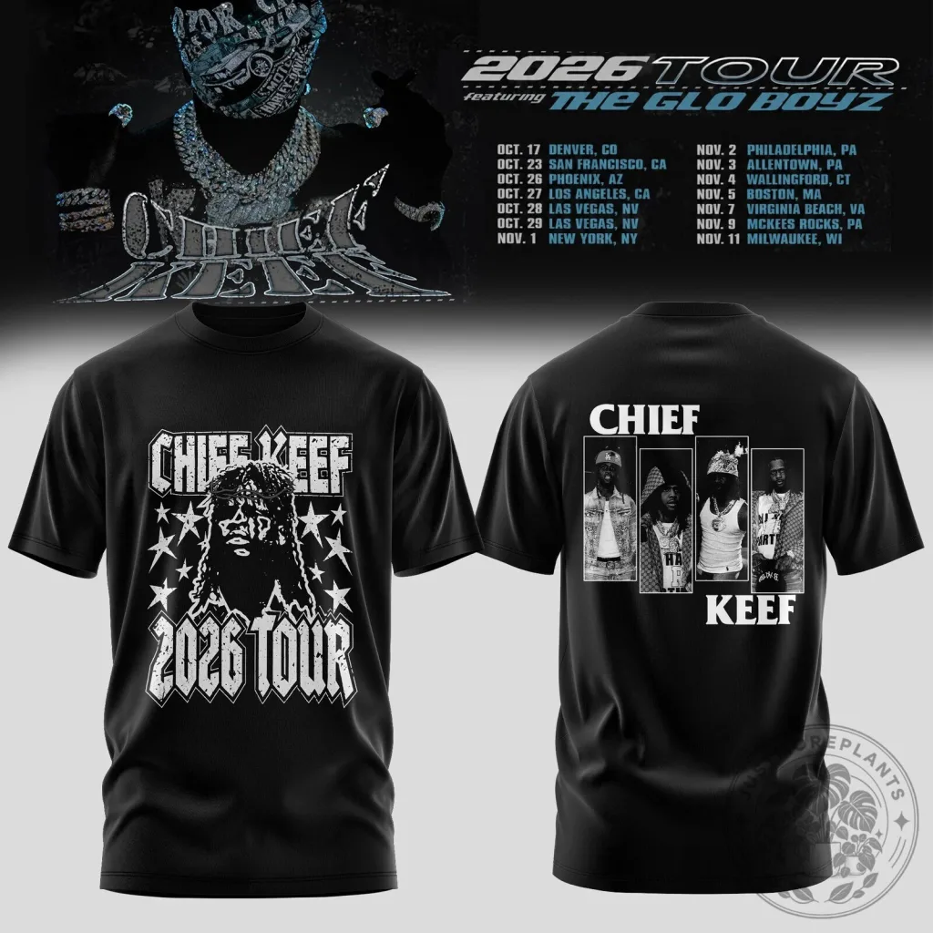 Chief Keef The Glo Boyz 2026 Tour Concert Black T-Shirt Chief Keef The Glo Boyz 2026 Tour Concert Black T-Shirt