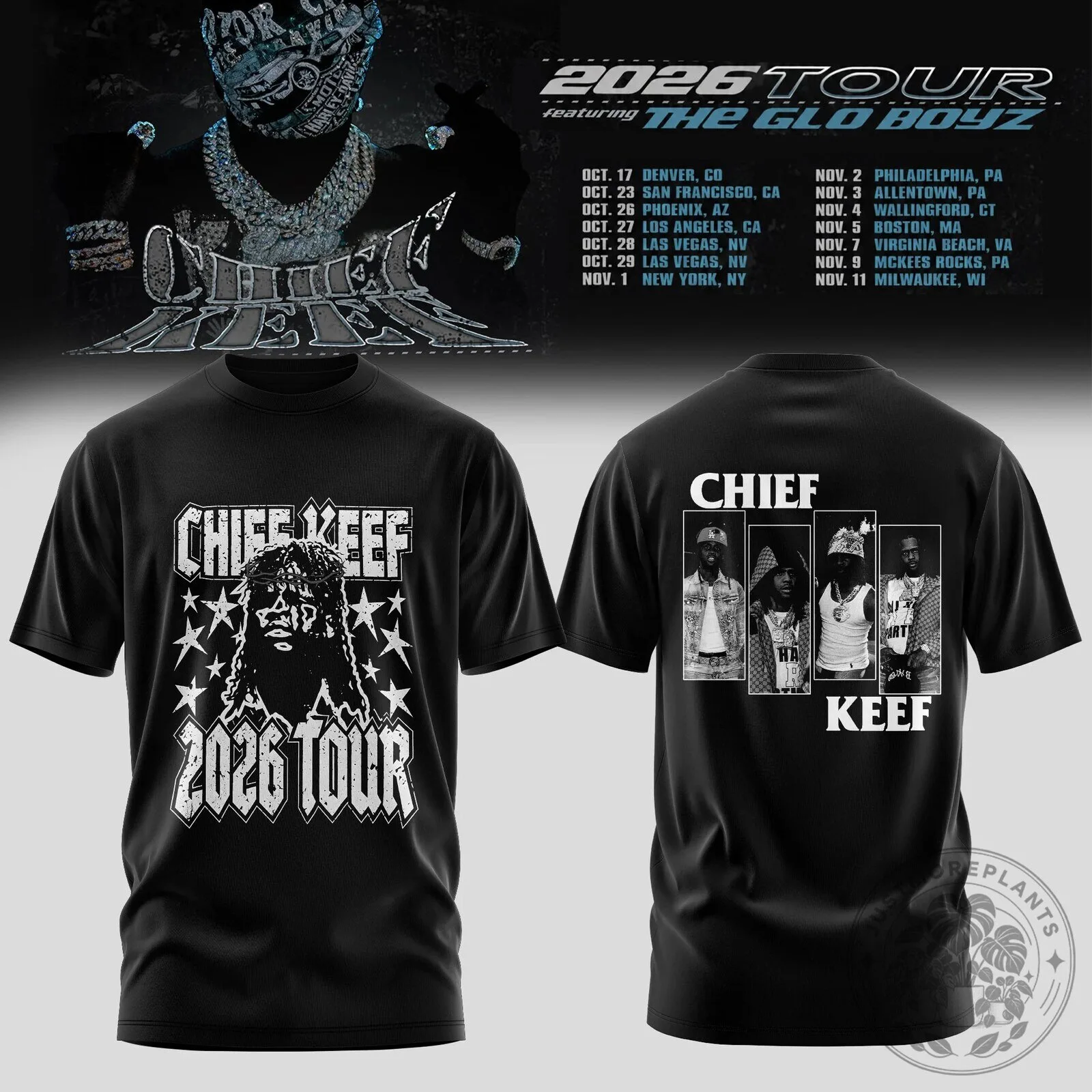 Chief Keef The Glo Boyz 2026 Tour Concert Black T-Shirt