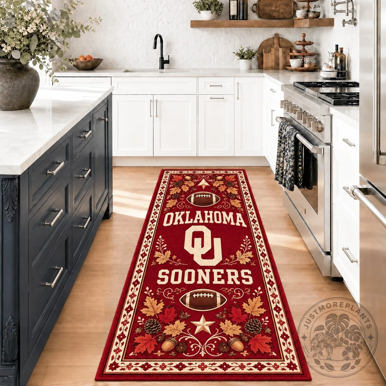 Oklahoma Sooners Football Team Logo Decorative Kitchen Runner Rug