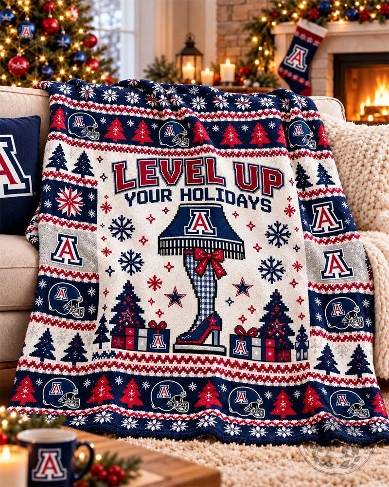 Arizona Wildcats Christmas Level Up Your Holidays Blanket
