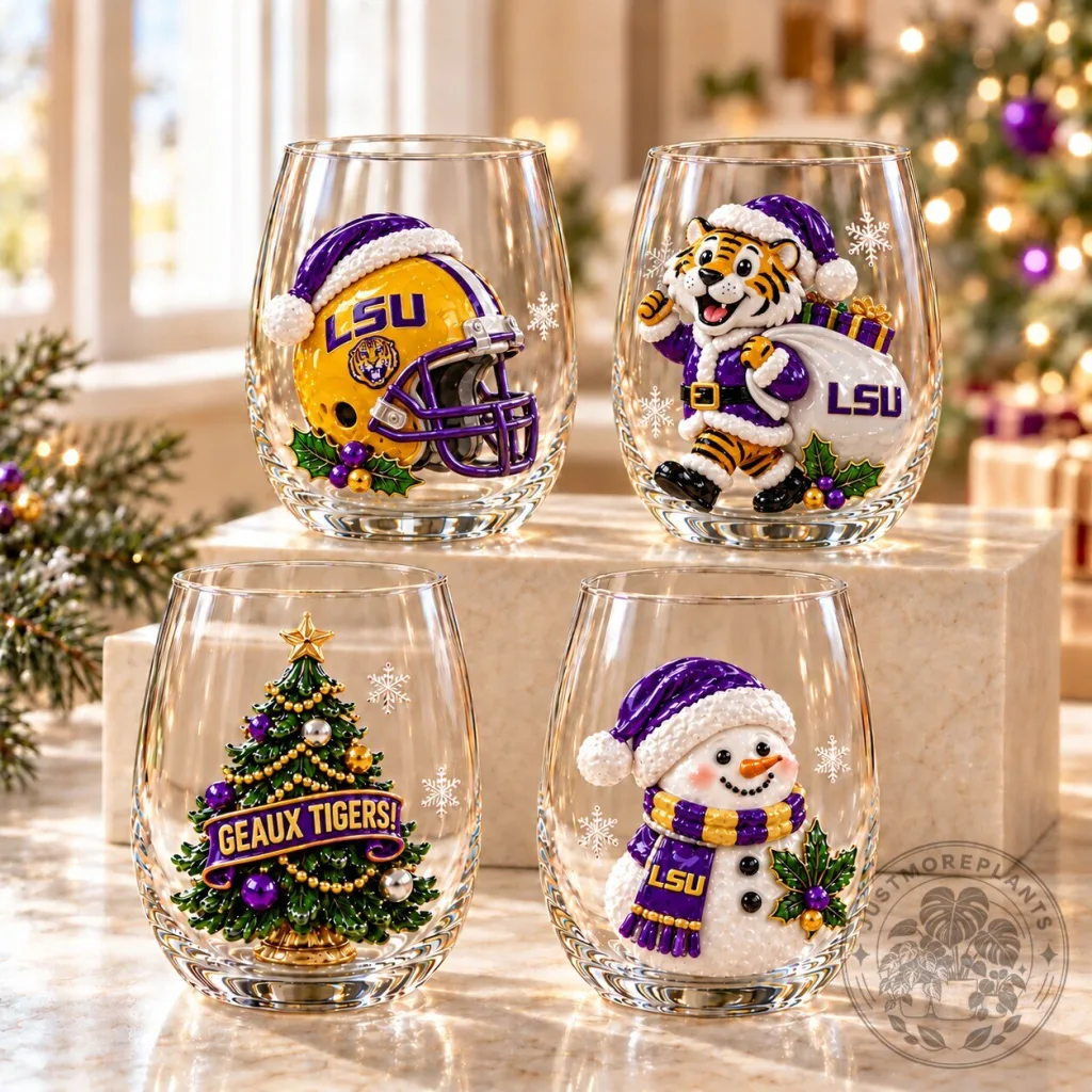 Louisiana State University Christmas Holiday Stemless Wine Glass Collection Louisiana State University Christmas Holiday Stemless Wine Glass Collection