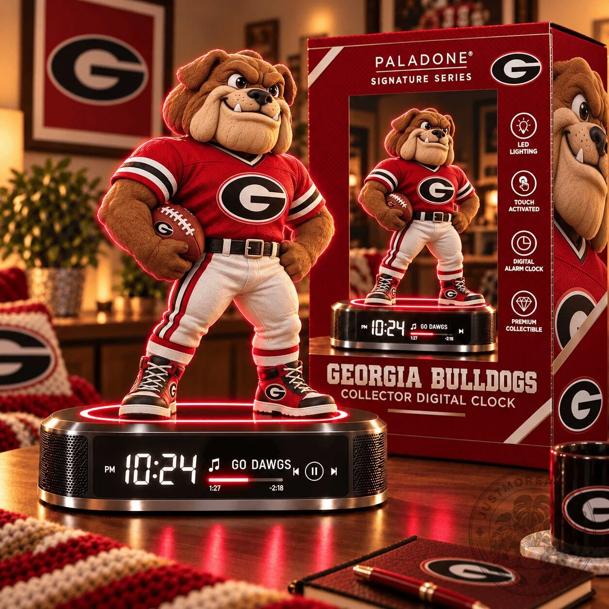 Georgia Bulldogs Collector Digital Alarm Clock with LED Lighting
