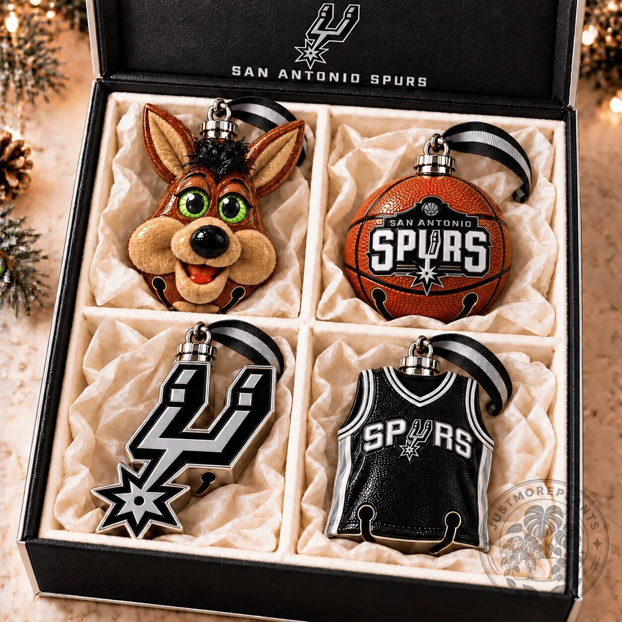 San Antonio Spurs Basketball Team Christmas Tree Ornament Set