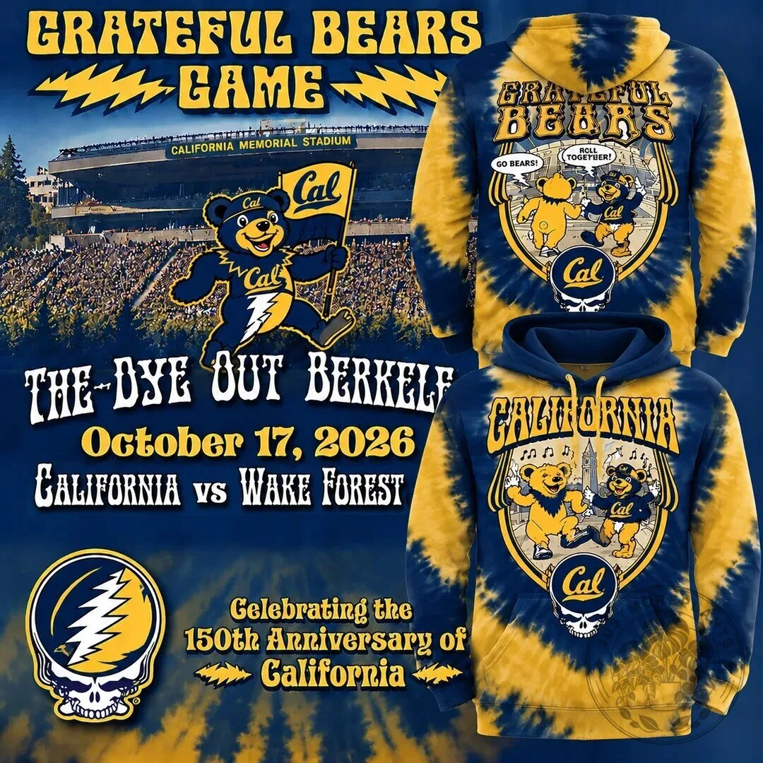 Grateful Dead Tie-Dye Game Day Hoodie for California Golden Bears Fans