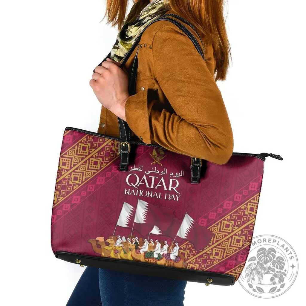 Qatar National Day Arabian Peninsula Camel Parade Leather Tote Bag 7 Qatar National Day Arabian Peninsula Camel Parade Leather Tote Bag