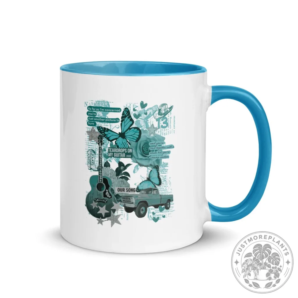 Taylor Swift Debut Album Collage Blue Inside Mug Taylor Swift Debut Album Collage Blue Inside Mug