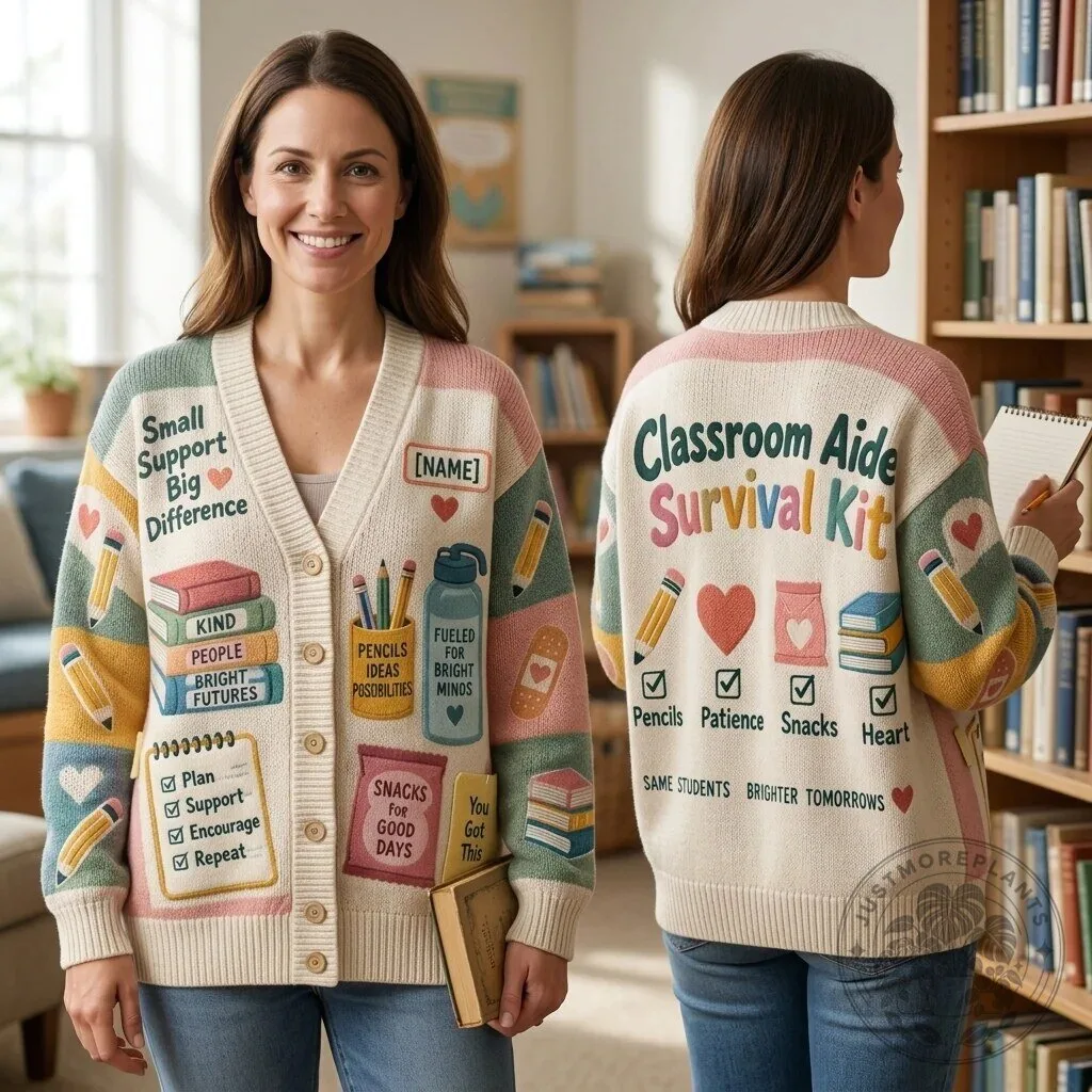 Classroom Aide Survival Kit Knitted Cardigan for Teacher Assistant Gift