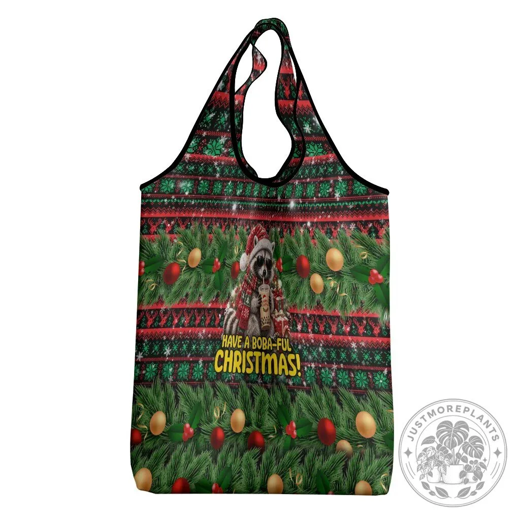 Christmas Raccoon Have a Boba-Ful Christmas Reusable Grocery Shopping Bag 11 Christmas Raccoon Have a Boba-Ful Christmas Reusable Grocery Shopping Bag
