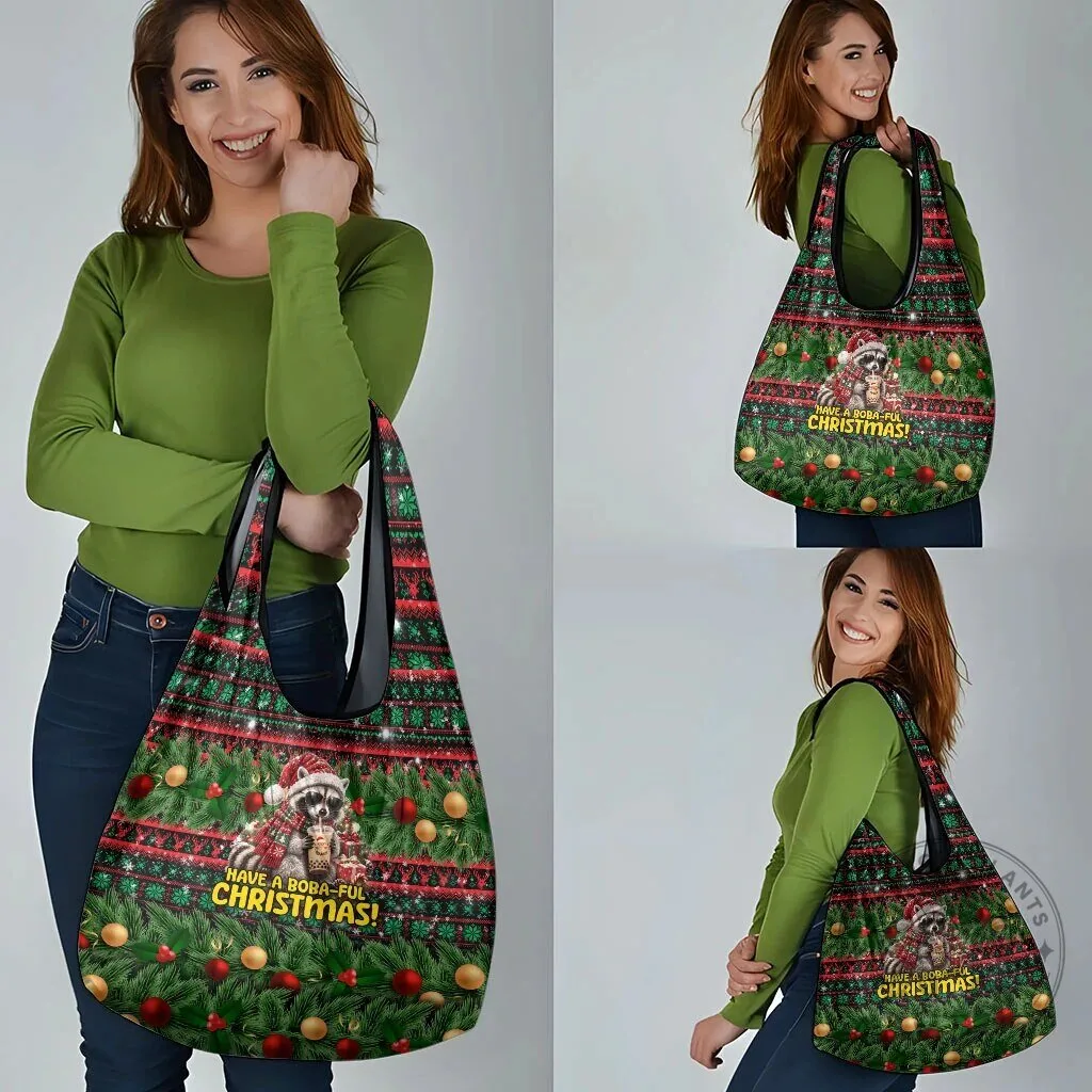 Christmas Raccoon Have a Boba-Ful Christmas Reusable Grocery Shopping Bag 15 Christmas Raccoon Have a Boba-Ful Christmas Reusable Grocery Shopping Bag