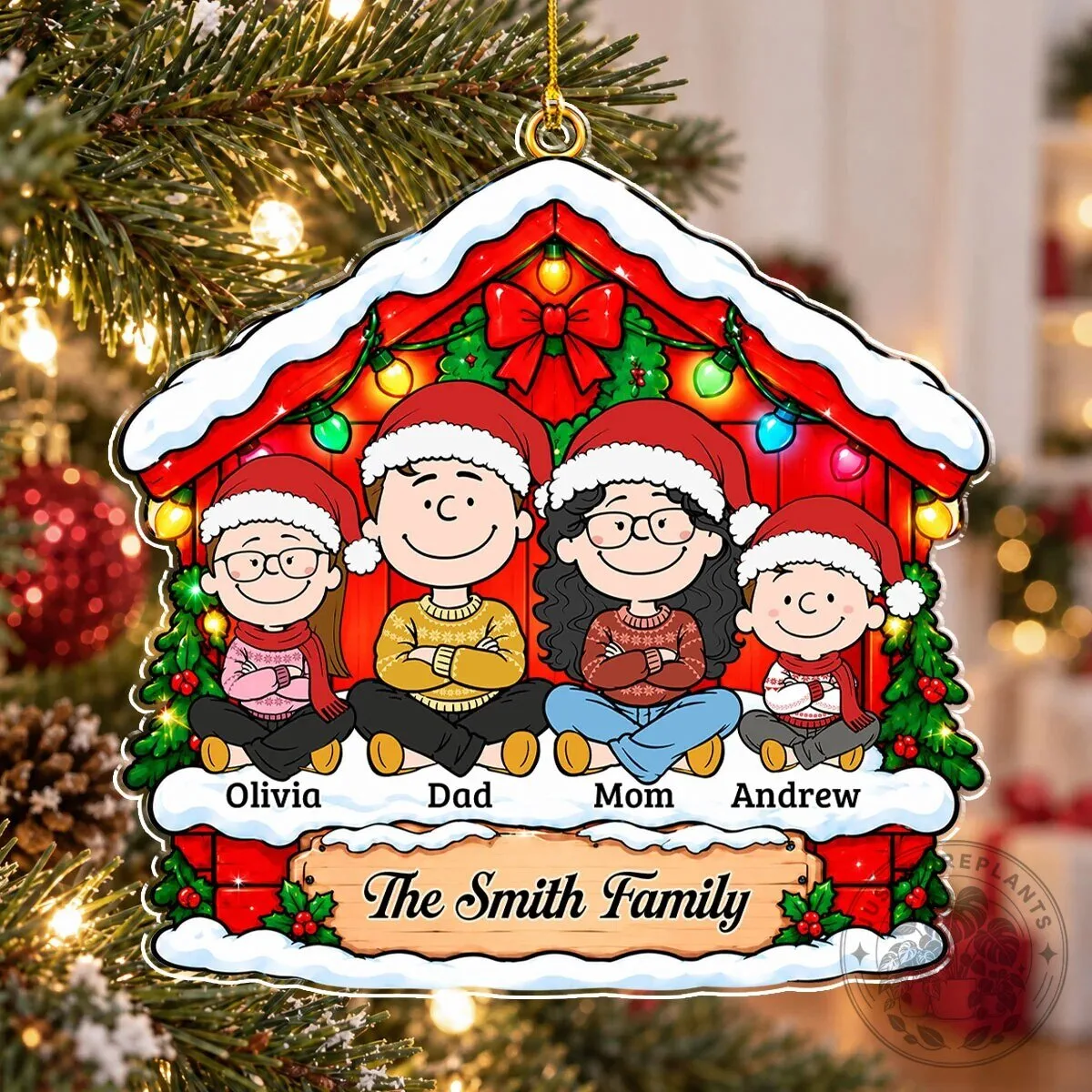 Personalized Family Christmas Ornament with Custom Names and Family Name