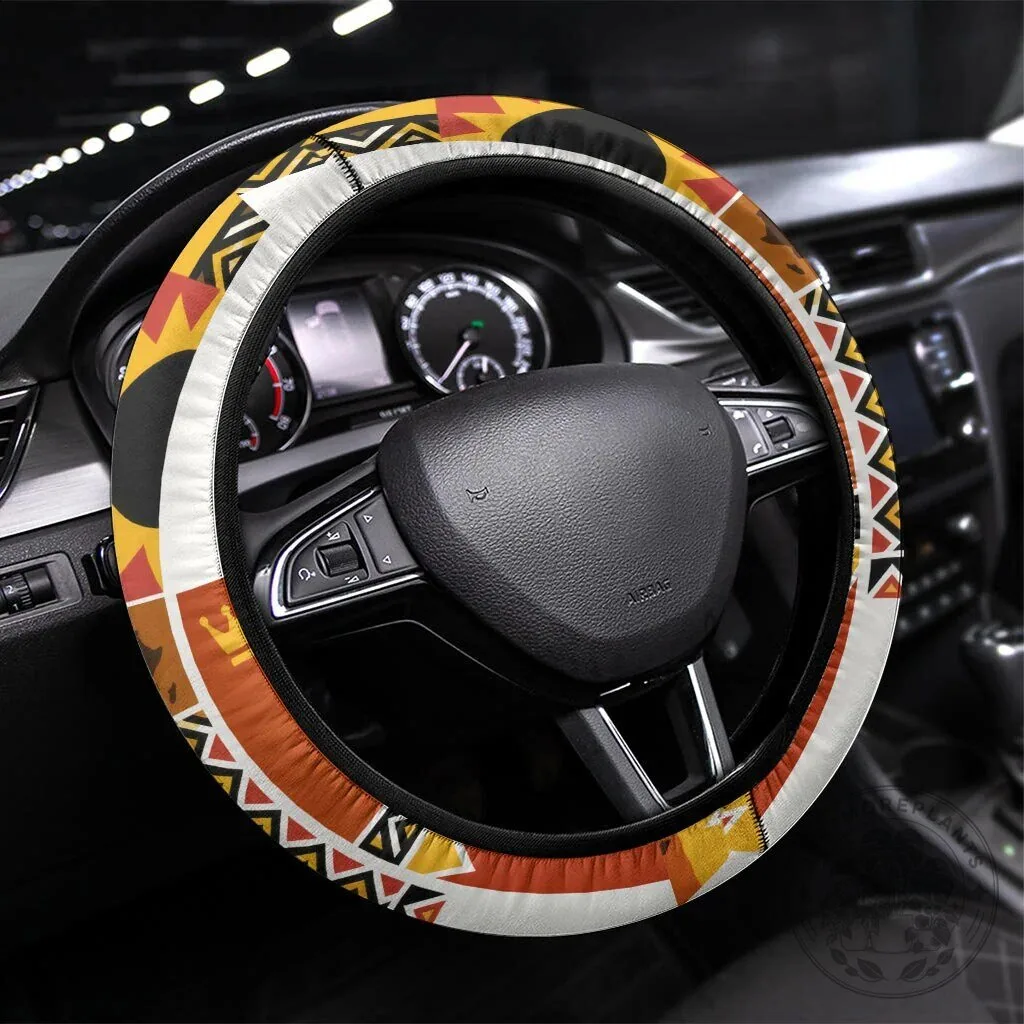 Pan African Ancient Kings Queens Black History Steering Wheel Cover