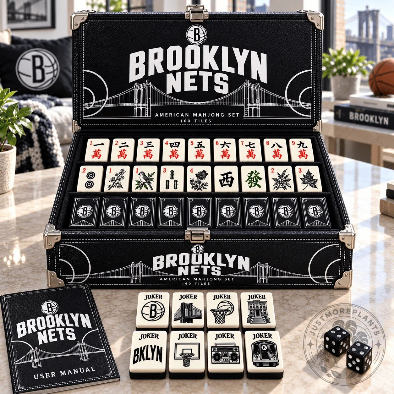 Brooklyn Nets American Mahjong Set 160 Tiles with User Manual and Dice