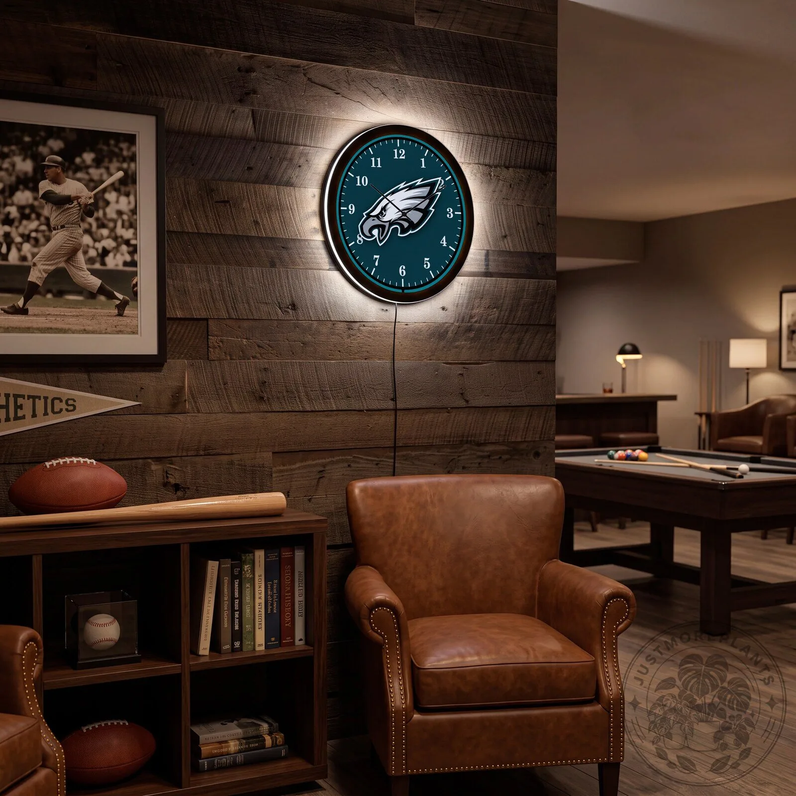 Philadelphia Eagles Illuminated LED Wall Clock for Game Room or Man Cave