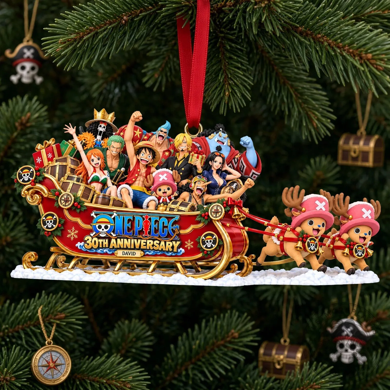 One Piece 30th Anniversary Christmas Sleigh Ride Ornament