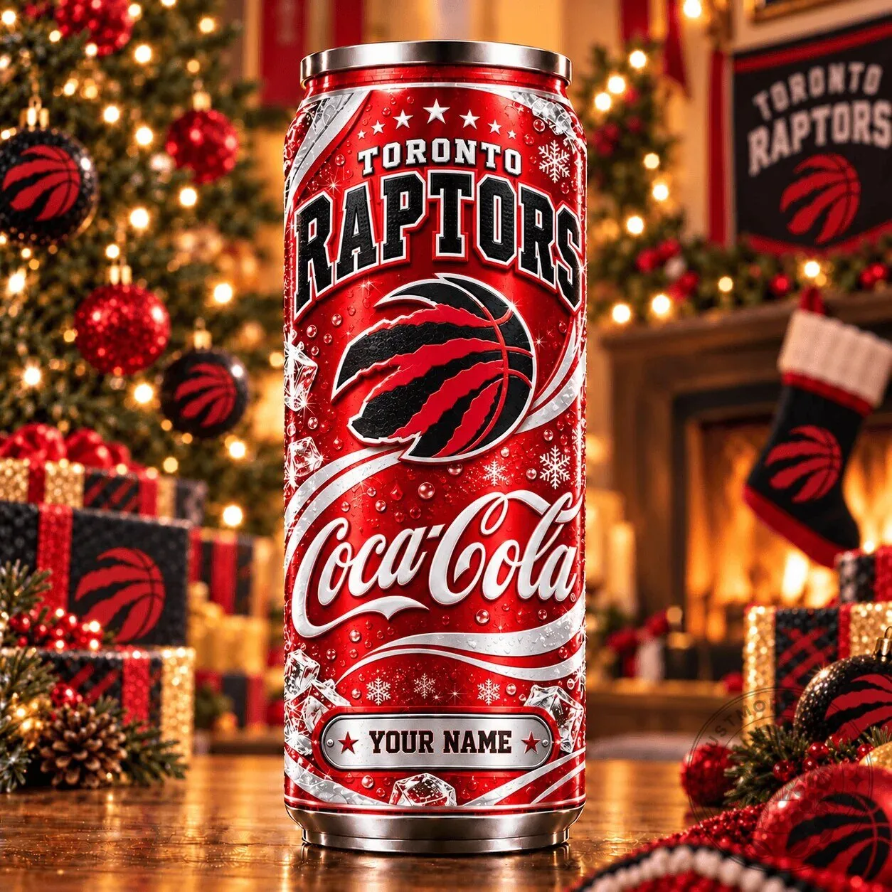 Toronto Raptors Coca-Cola Personalized Christmas Holiday Can Tumbler