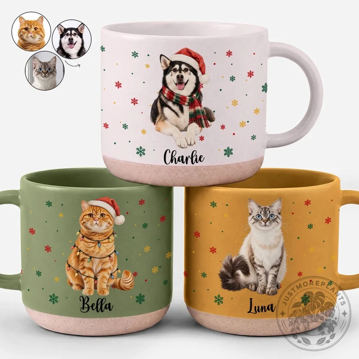 Personalized Christmas Pet Dog Cat Photo Name Custom Holiday Coffee Mug