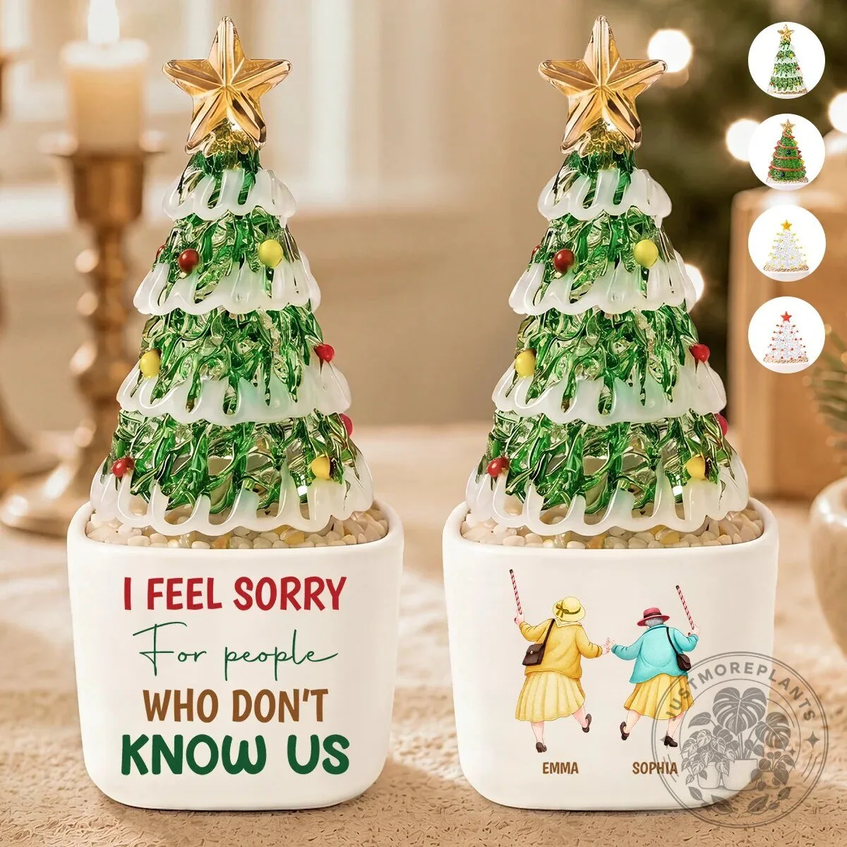 Customizable Glass Potted Christmas Tree Ornament for Your Closest Friends