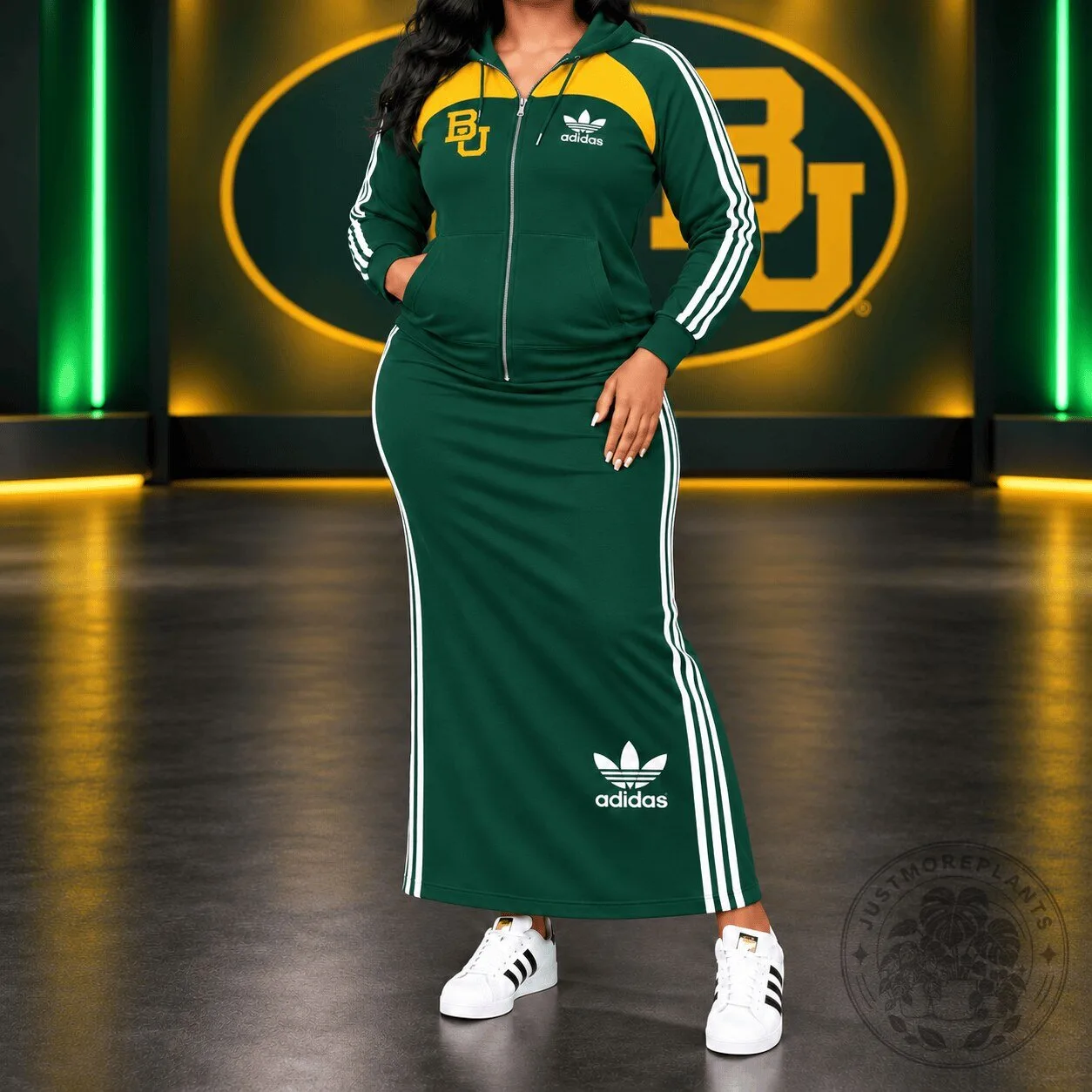 Baylor Bears Adidas Striped Full Zip Hoodie