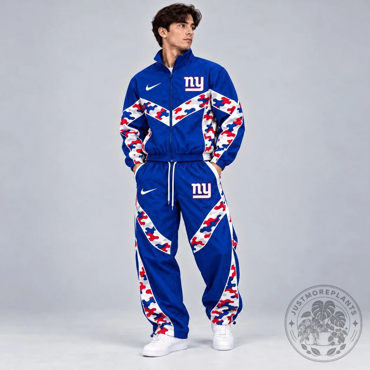 New York Giants NFL Team Camouflage Colorblock Full Zip Tracksuit Jacket