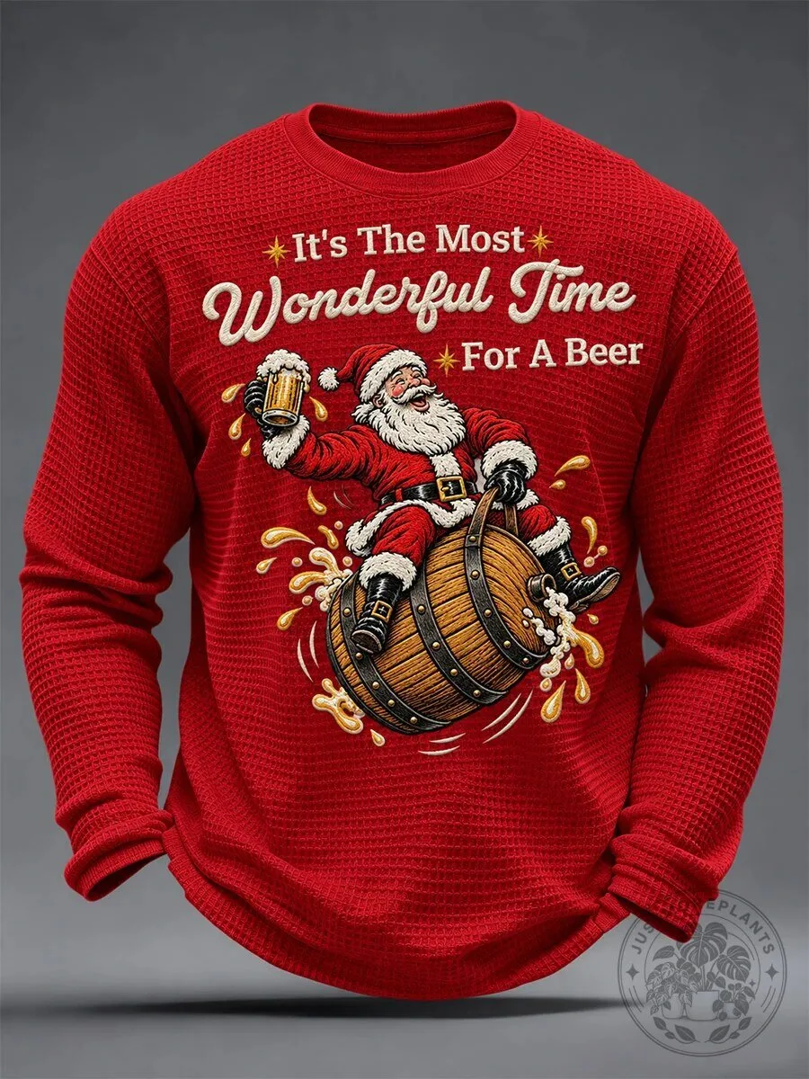 Funny Santa Claus It's The Most Wonderful Time For A Beer Christmas Long-Sleeve